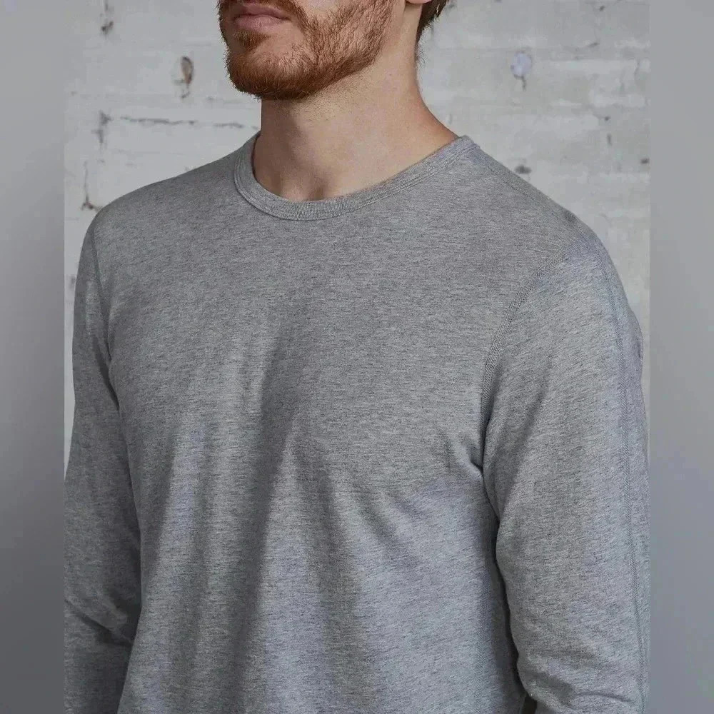 Reigning  Champ feathered grey long sleeve casual heathered grey t shirt L